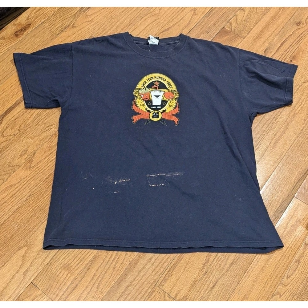 Y2K Grunge Aqua Teen Hunger Force Adult Swim Graphic Tee XL Distressed